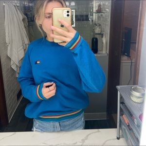 Aviator Nation Rainbow Bands Blue crewneck